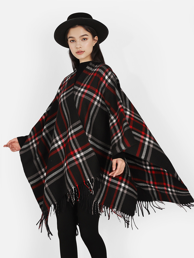 Mens Fashion Poncho - Syal Pria Wanita Musim Dingin Lapisan