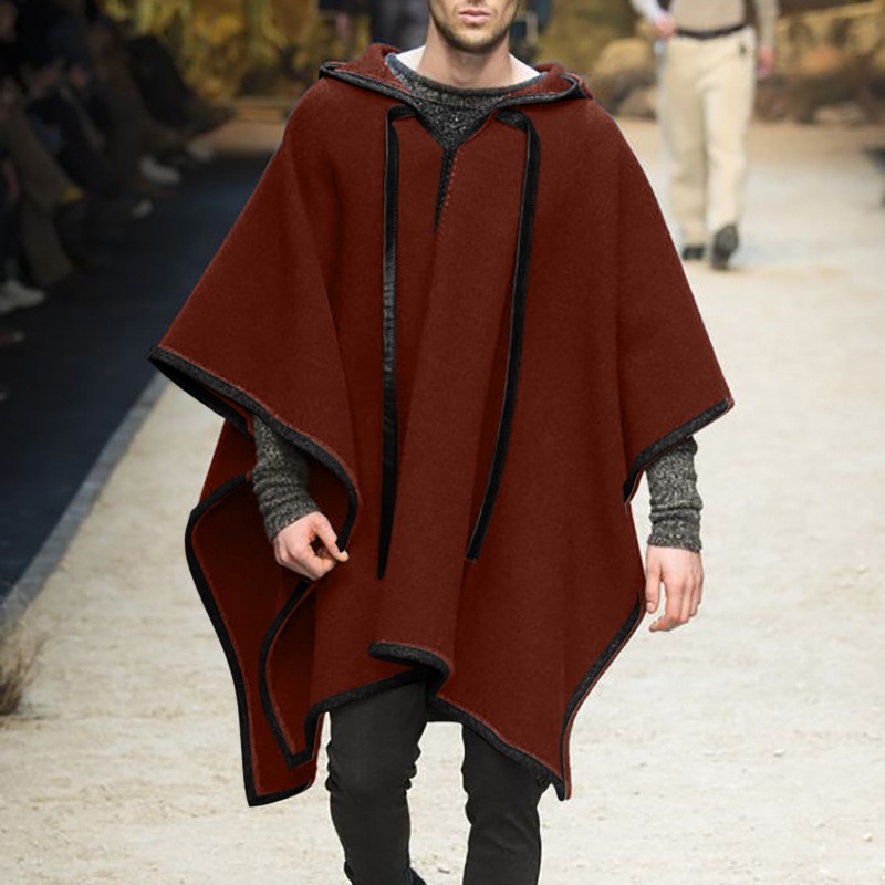 Mens Fashion Poncho - Jas Mantel Pria Model Cape Irregular