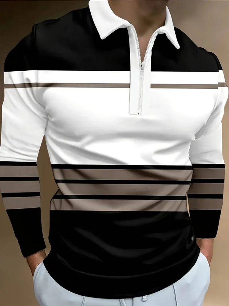 Mens Fashion Quarter Zip - Kemeja Polo Pria Zip Polo Luar