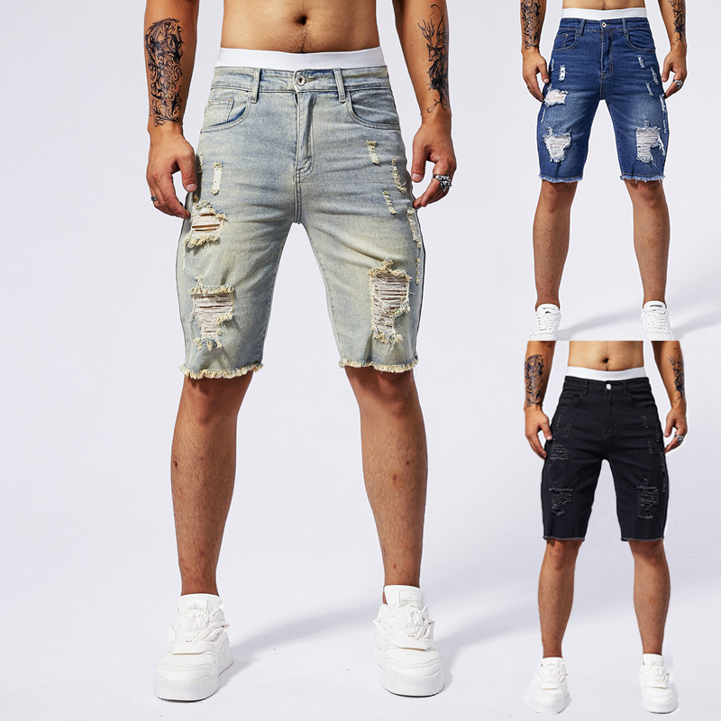 Men'S Fashion Pants 2025 - Celana Pendek Denim Robek Pria Baru