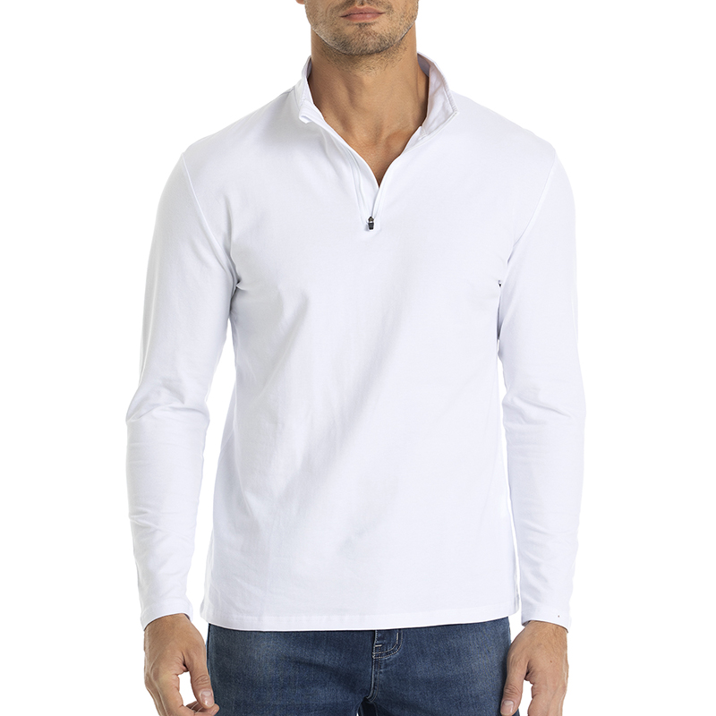 Mens Fashion Quarter Zip - Kaos Pria Lengan Panjang 1/4 Zipper