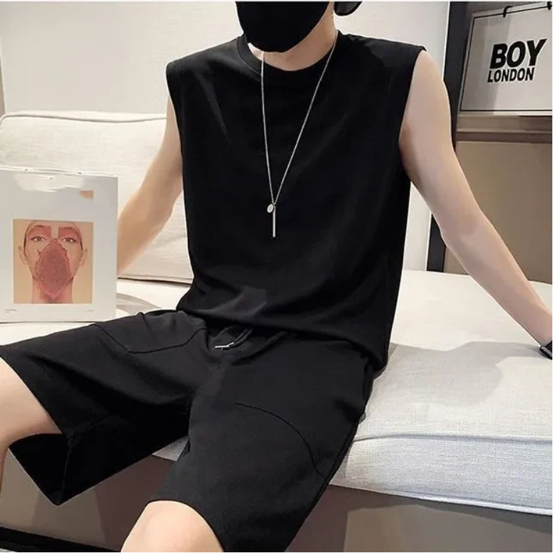 Track Suit Men - Setelan Tank Top Tanpa Lengan Pria
