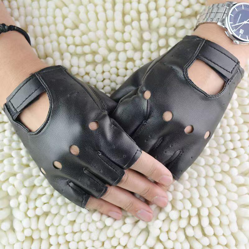 Men'S Fashion Gloves - Sarung Tangan Setengah Jari Kulit Buatan