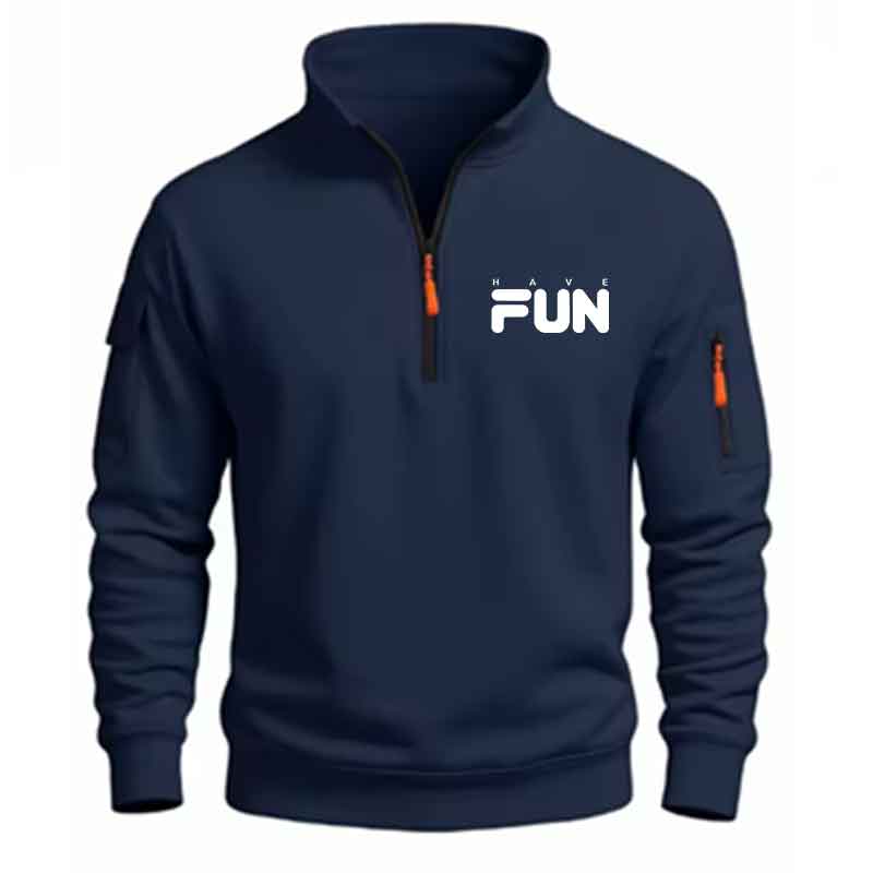 Mens Fashion Quarter Zip - Sweatshirt Pria dengan Ritsleting Seperempat, Desain