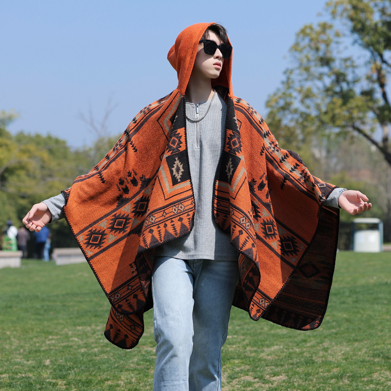 Mens Fashion Poncho - Jubah Pria Imitasi Kasmir Gaya Alpaka,