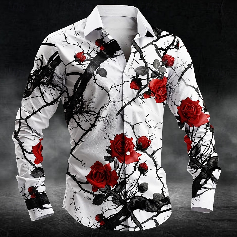 Mens Fashion Top - Kemeja Pria Lengan Panjang Motif Bunga