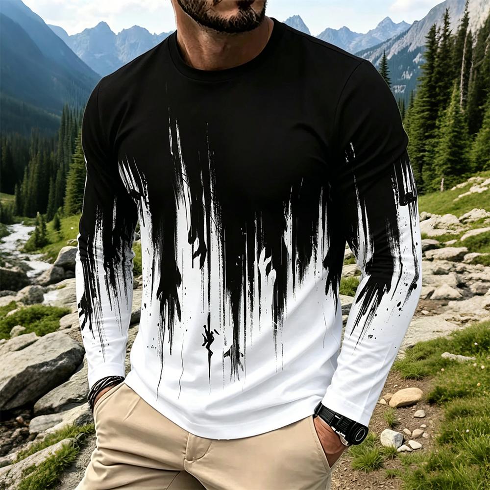 Mens Fashion Top - Kaos Lengan Panjang Pria Motif Tinta