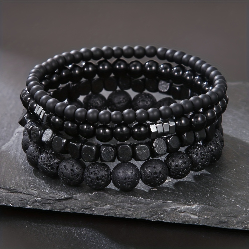 Mens Fashion Combination - 4 Buah/Set Gelang Elastis Kombinasi Pria