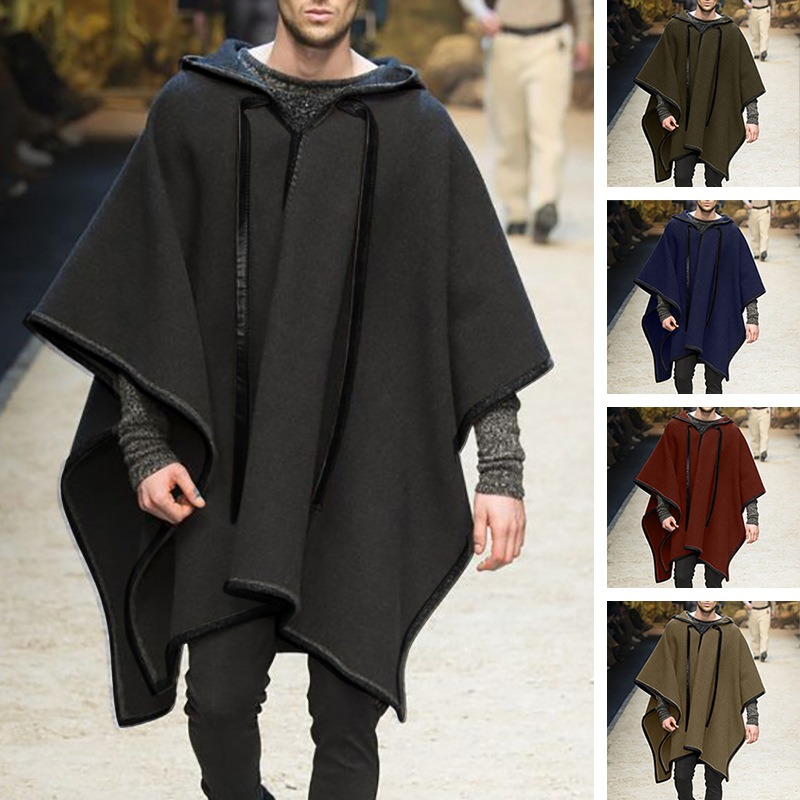 Jas Mantel Pria Model Cape Irr - Mens Fashion Poncho ulasan dan harga