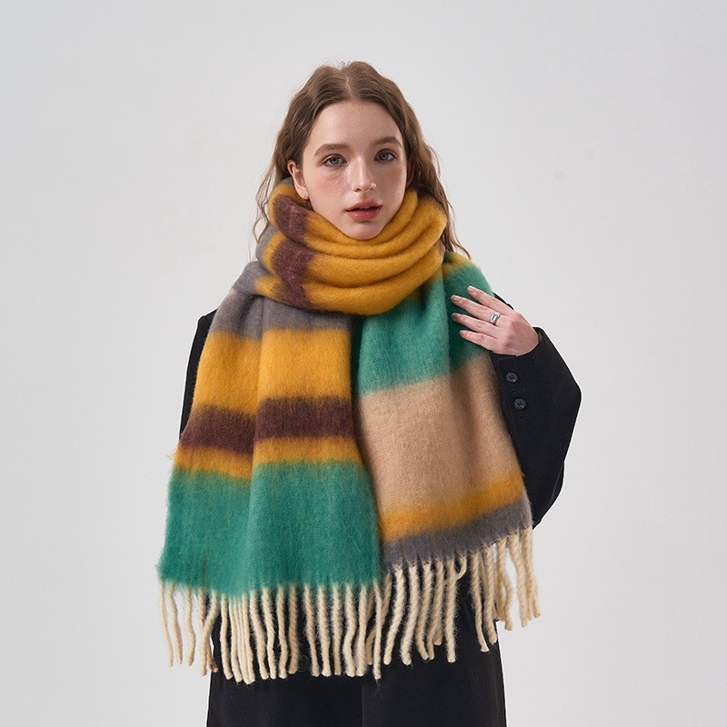 Syal Kasmir Kotak-kotak Pelang - Mens Fashion Poncho ulasan dan harga