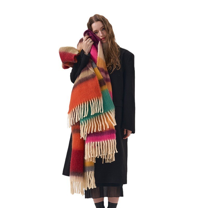 Syal Kasmir Kotak-kotak Pelang - Mens Fashion Poncho ulasan dan harga