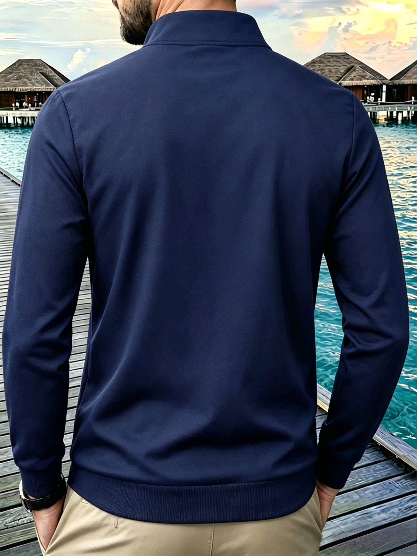 Sweatshirt Pria 2-Pack Kerah T - Mens Fashion Quarter Zip ulasan dan harga