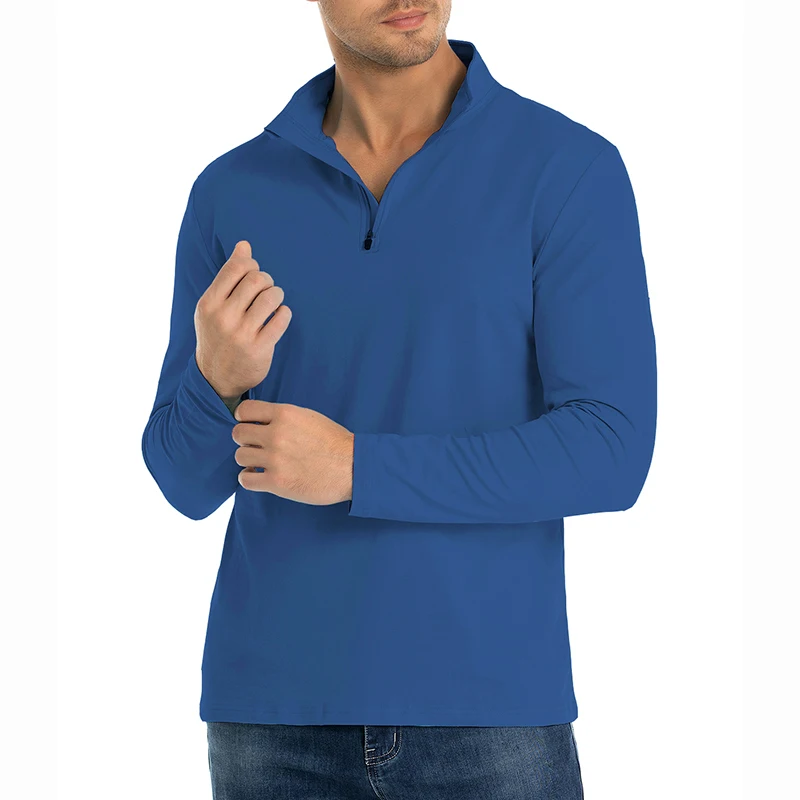 Kaos Pria Lengan Panjang 1/4 Z - Mens Fashion Quarter Zip ulasan dan harga