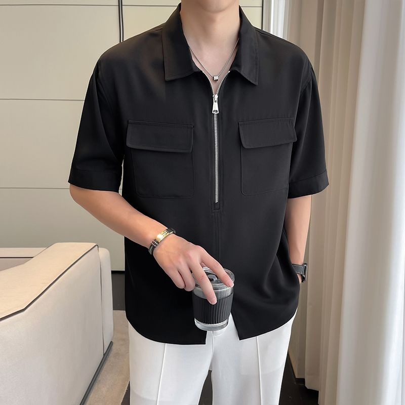 Kaos Polo Pria Korea Fashion P - Mens Fashion Quarter Zip ulasan dan harga