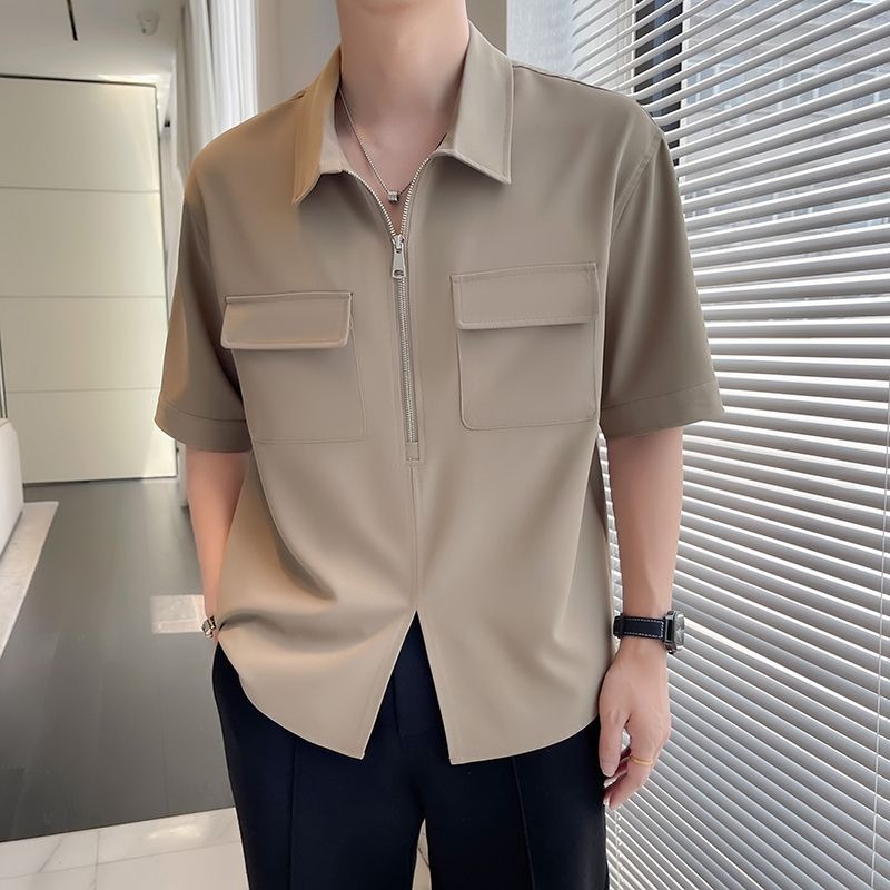 Kaos Polo Pria Korea Fashion P - Mens Fashion Quarter Zip ulasan dan harga