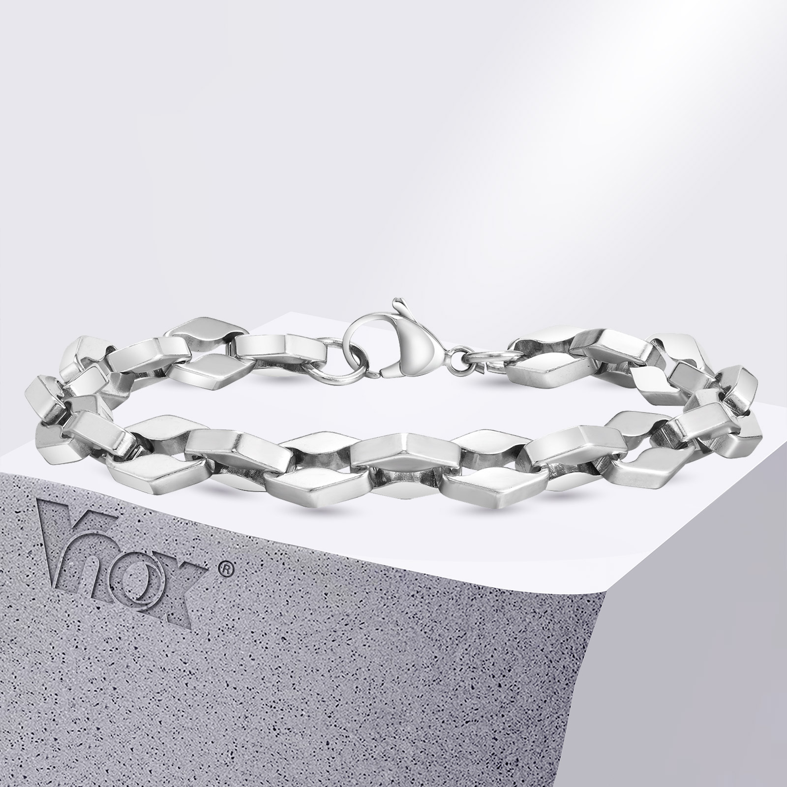 Vnox gelang rantai Rhombus Lin - Mens Fashion In 1980S ulasan dan harga