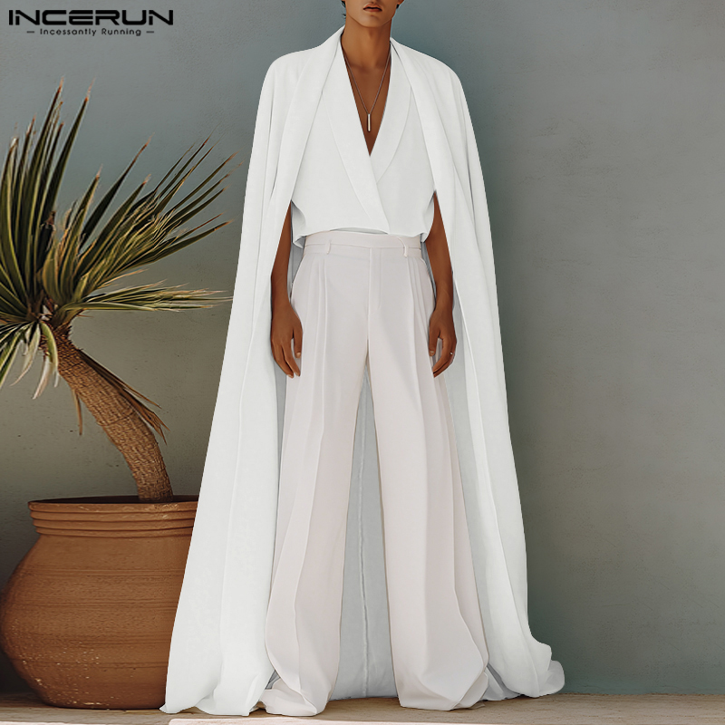 INCERUN Kemeja Gaya Panjang Pr - Mens Fashion Poncho ulasan dan harga