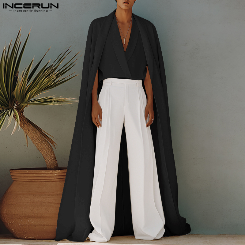 INCERUN Kemeja Gaya Panjang Pr - Mens Fashion Poncho ulasan dan harga