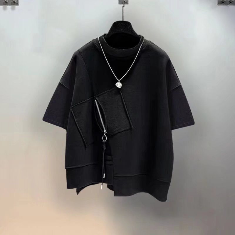 QICHE Kaos Pria Lengan Pendek  - Mens Fashion Quarter Zip ulasan dan harga