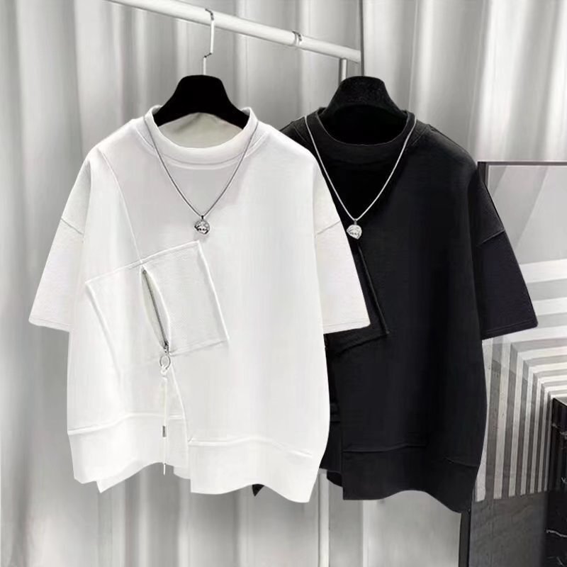 QICHE Kaos Pria Lengan Pendek  - Mens Fashion Quarter Zip ulasan dan harga