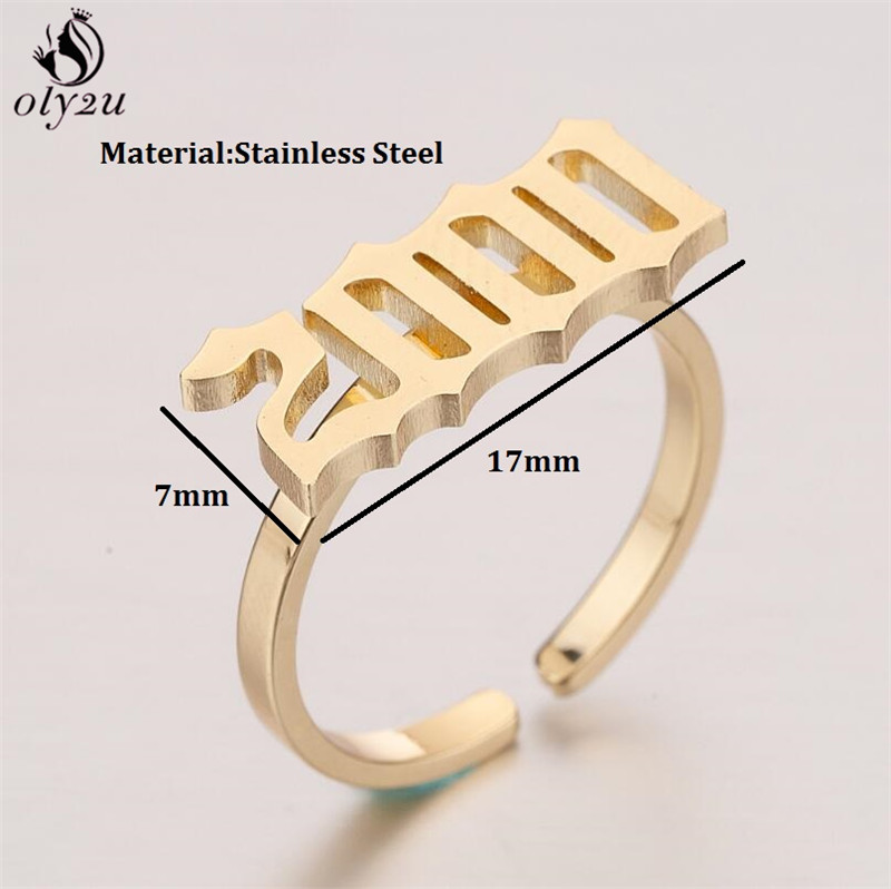 Oly2u Cincin Angka Tahun Lahir - Men'S Fashion Year 2000 ulasan dan harga