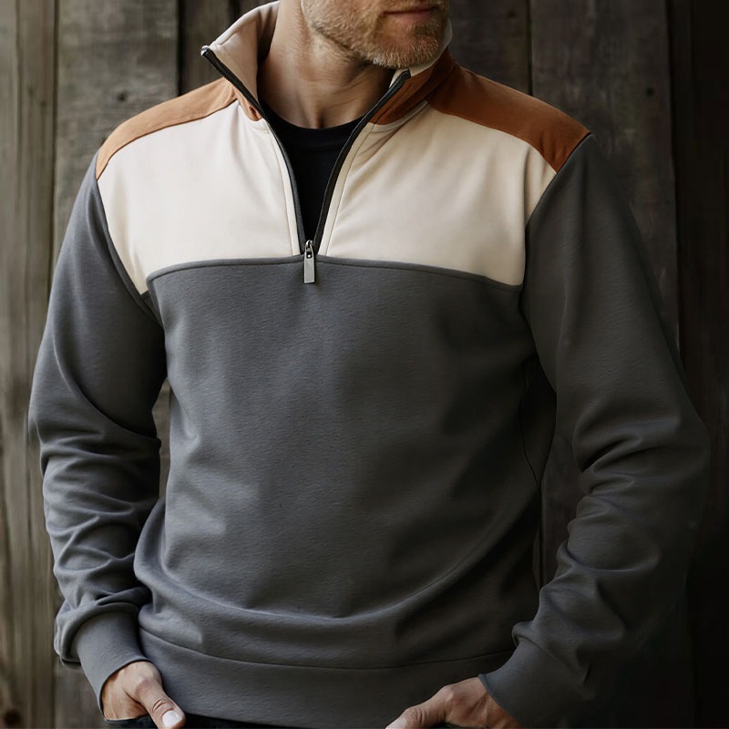 Sweater Pria UETEEY Kerah Sete - Mens Fashion Quarter Zip ulasan dan harga
