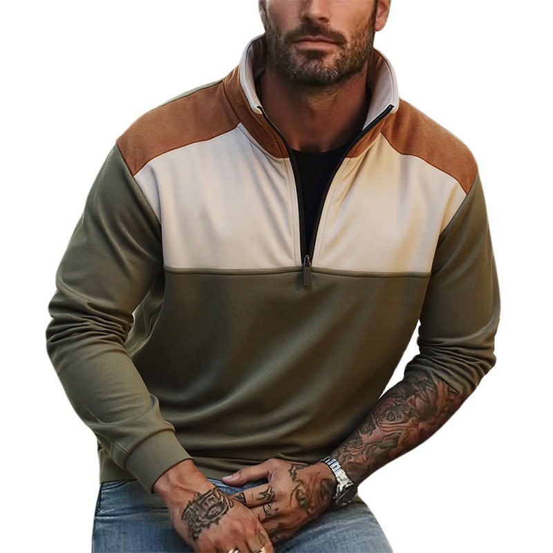 Sweater Pria UETEEY Kerah Sete - Mens Fashion Quarter Zip ulasan dan harga