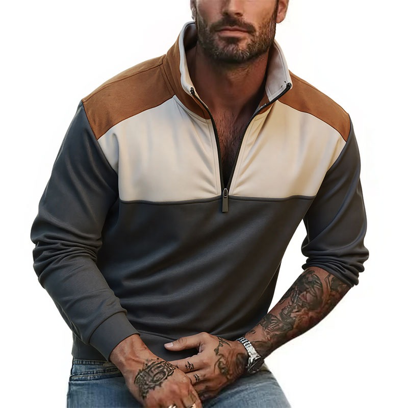 Sweater Pria UETEEY Kerah Sete - Mens Fashion Quarter Zip ulasan dan harga