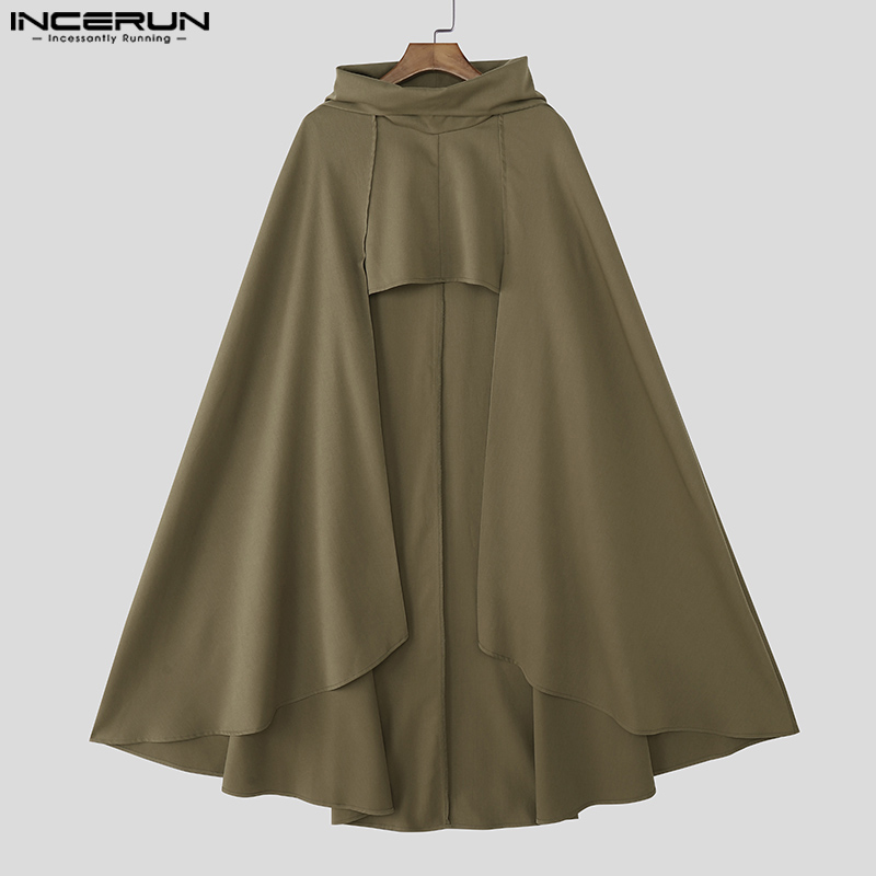INCERUN Jubah Pria Warna Solid - Mens Fashion Poncho ulasan dan harga