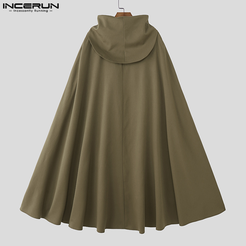 INCERUN Jubah Pria Warna Solid - Mens Fashion Poncho ulasan dan harga