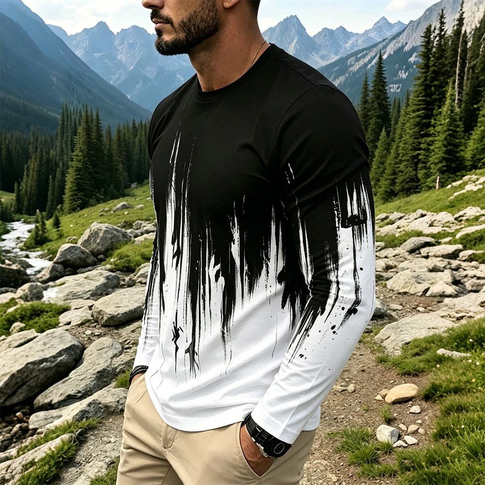 Kaos Lengan Panjang Pria Motif - Mens Fashion Top ulasan dan harga