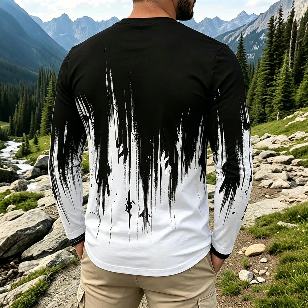 Kaos Lengan Panjang Pria Motif - Mens Fashion Top ulasan dan harga